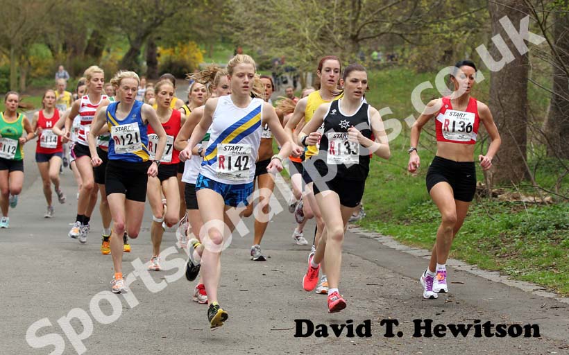 Soon after the start of the Womens Northern 6 Stage Road Relay, Sefton Park, Liverpool.